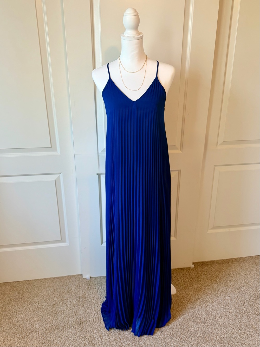 Victoria's Secret Royal Blue Pleated Maxi Slip Dress